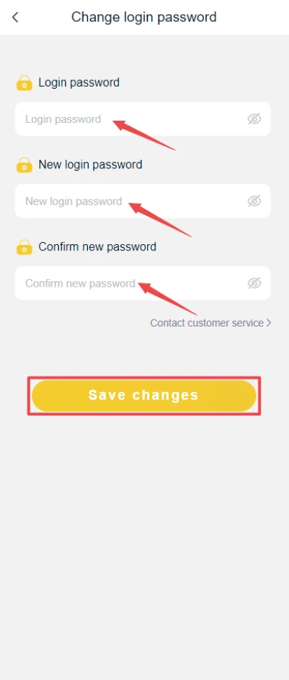 IN999 Game change login password screen
