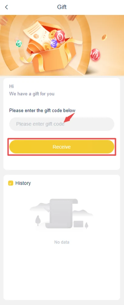 IN999 Game gift-code field screen